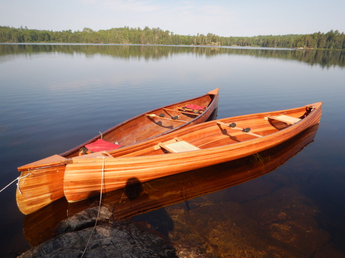 handmade white cedar canoe