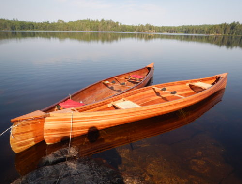 handmade white cedar canoe