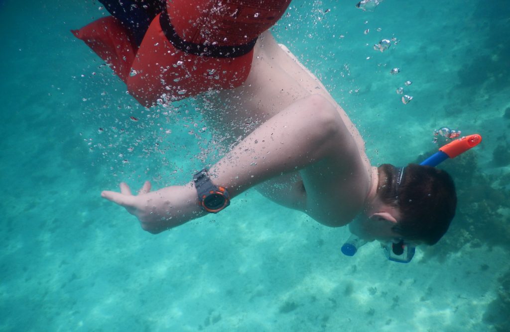 Diving for conch in Grand Cayman